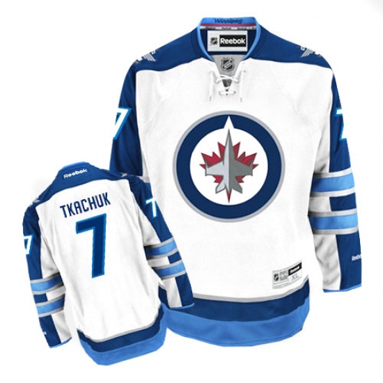 Men's Reebok Winnipeg Jets 7 Keith Tkachuk Authentic White Away NHL Jersey