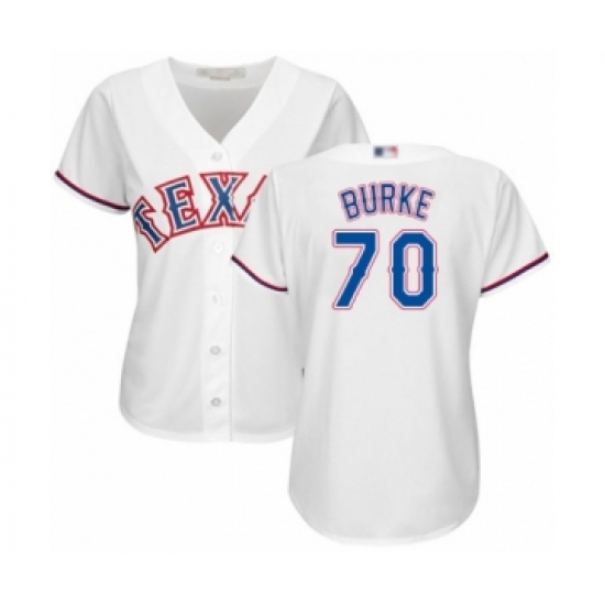 Women's Texas Rangers 70 Brock Burke Authentic White Home Cool Base Baseball Player Jersey