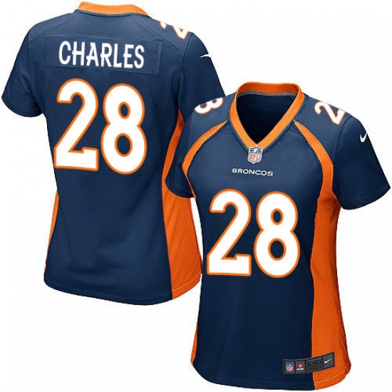 Women's Nike Denver Broncos 28 Jamaal Charles Game Navy Blue Alternate NFL Jersey