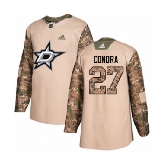 Youth Adidas Dallas Stars 27 Erik Condra Authentic Camo Veterans Day Practice NHL Jersey