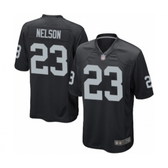 Men's Oakland Raiders 23 Nick Nelson Game Black Team Color Football Jersey