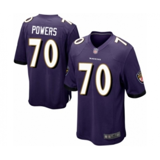 Men's Baltimore Ravens 70 Ben Powers Game Purple Team Color Football Jersey