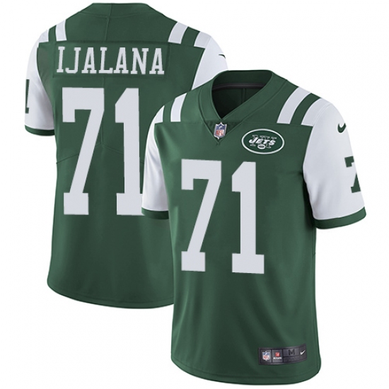 Youth Nike New York Jets 71 Ben Ijalana Green Team Color Vapor Untouchable Limited Player NFL Jersey