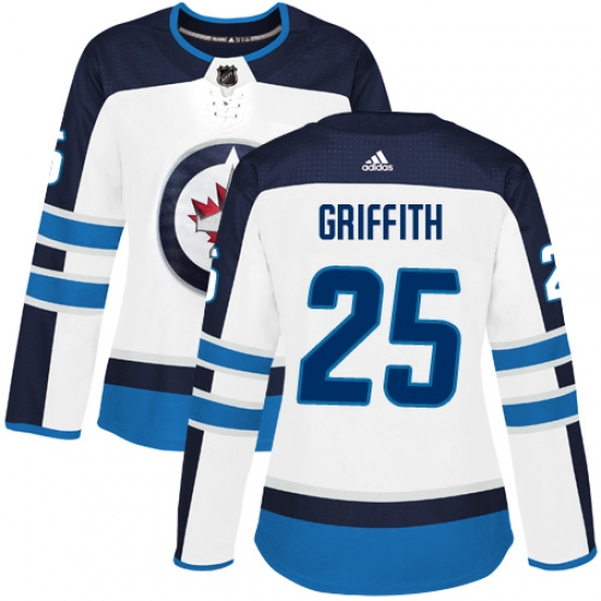 Women's Adidas Winnipeg Jets 25 Seth Griffith Authentic White Away NHL Jersey