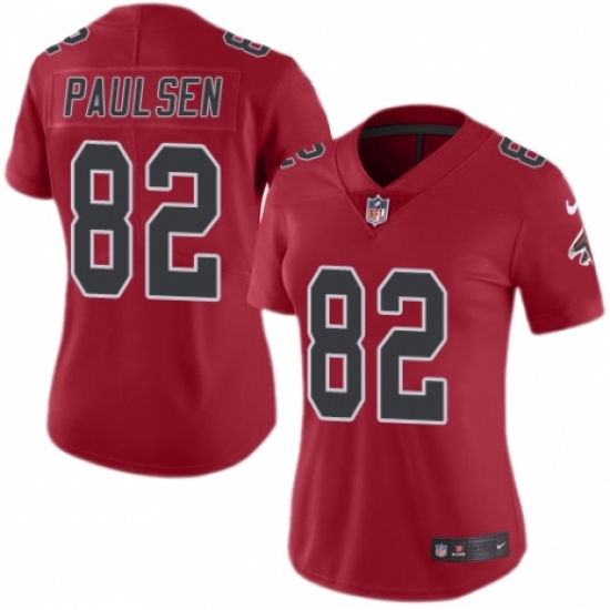 Women's Nike Atlanta Falcons 82 Logan Paulsen Limited Red Rush Vapor Untouchable NFL Jersey