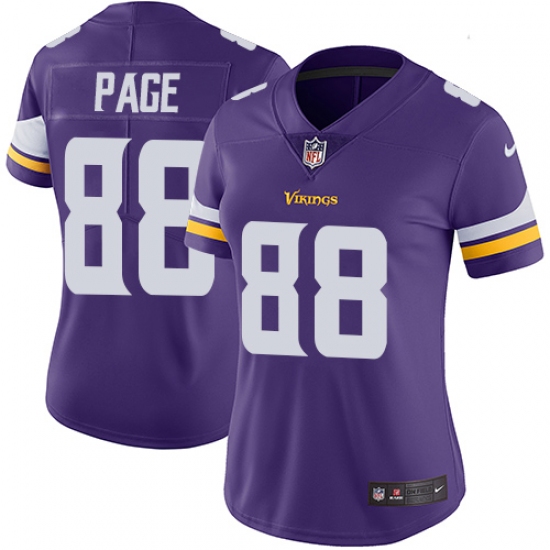 Women's Nike Minnesota Vikings 88 Alan Page Purple Team Color Vapor Untouchable Limited Player NFL Jersey