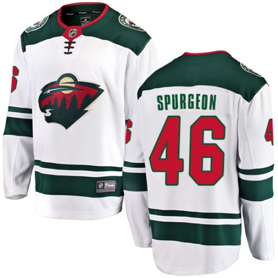 Men's Minnesota Wild 46 Jared Spurgeon Authentic White Away Fanatics Branded Breakaway NHL Jersey