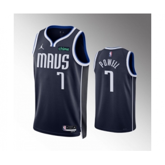 Men's Dallas Mavericks 7 Dwight Powell Navy Statement Edition Stitched Basketball Jersey