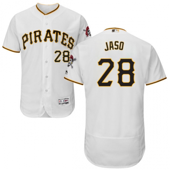 Men's Majestic Pittsburgh Pirates 28 John Jaso White Home Flex Base Authentic Collection MLB Jersey