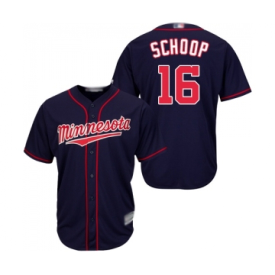 Youth Minnesota Twins 16 Jonathan Schoop Replica Navy Blue Alternate Road Cool Base Baseball Jersey