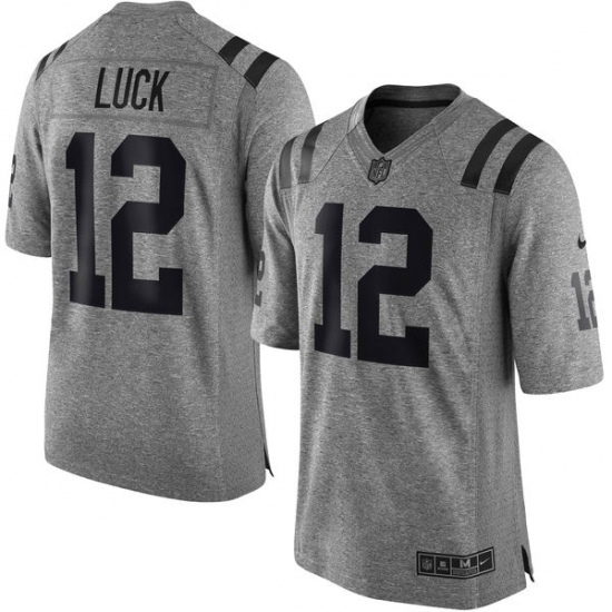 Men's Nike Indianapolis Colts 12 Andrew Luck Limited Gray Gridiron NFL Jersey