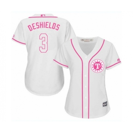 Women's Texas Rangers 3 Delino DeShields Jr. Authentic White Fashion Cool Base Baseball Player Jersey