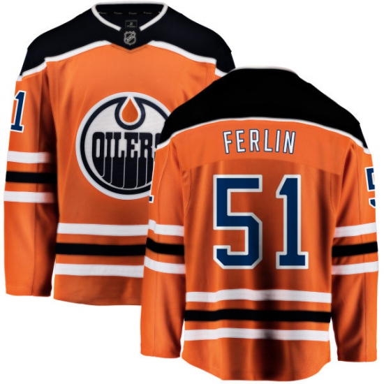 Men's Edmonton Oilers 51 Brian Ferlin Fanatics Branded Orange Home Breakaway NHL Jersey