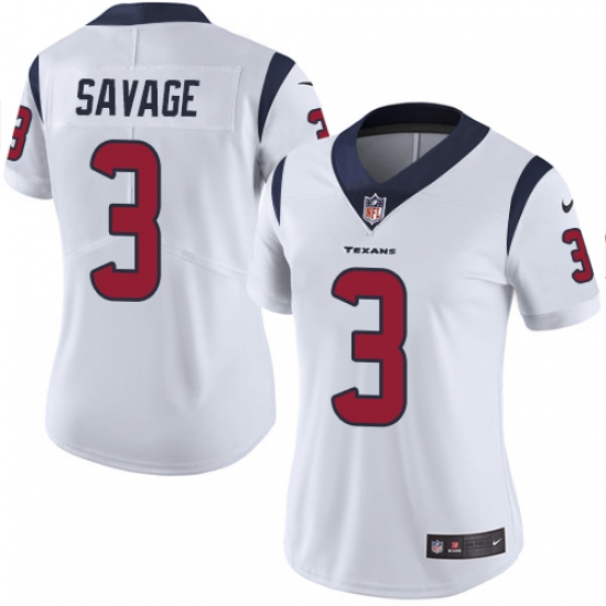 Women's Nike Houston Texans 3 Tom Savage Elite White NFL Jersey