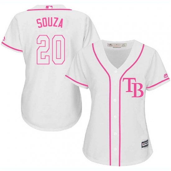 Women's Majestic Tampa Bay Rays 20 Steven Souza Replica White Fashion Cool Base MLB Jersey