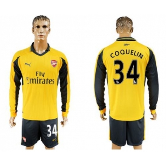 Arsenal 34 Coquelin Away Long Sleeves Soccer Club Jersey