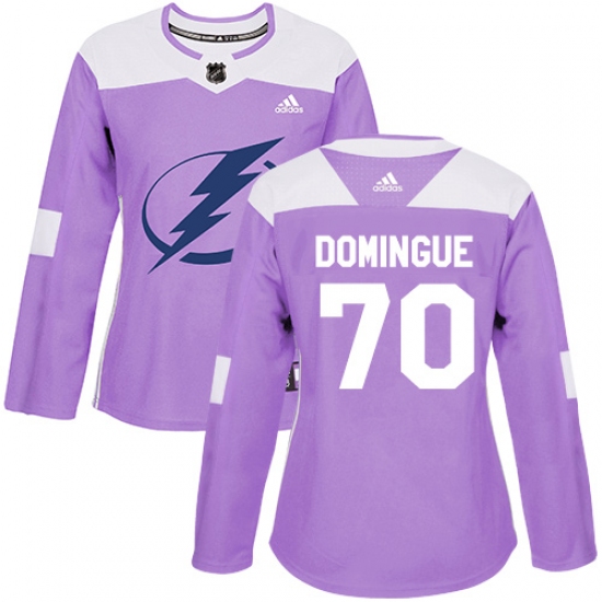 Women's Adidas Tampa Bay Lightning 70 Louis Domingue Authentic Purple Fights Cancer Practice NHL Jersey