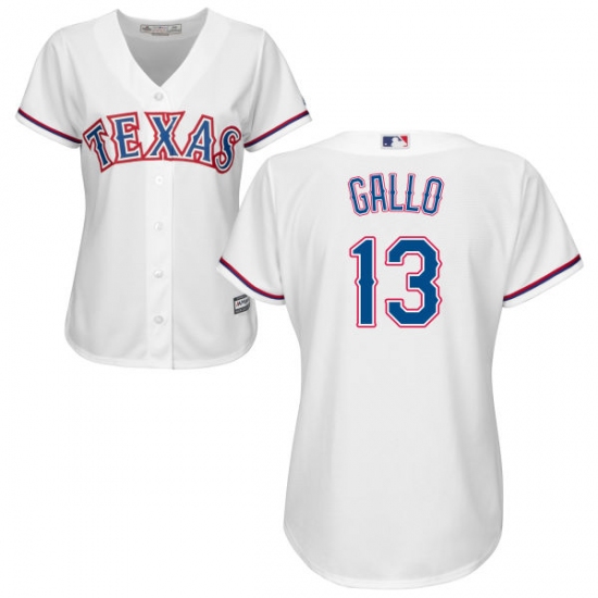 Women's Majestic Texas Rangers 13 Joey Gallo Replica White Home Cool Base MLB Jersey