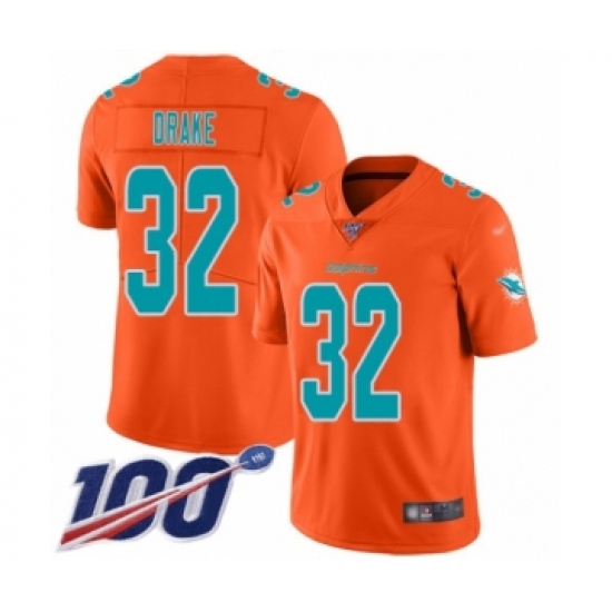 Men's Miami Dolphins 32 Kenyan Drake Limited Orange Inverted Legend 100th Season Football Jersey