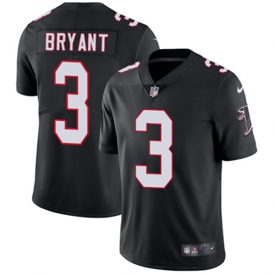 Men's Nike Atlanta Falcons 3 Matt Bryant Black Alternate Vapor Untouchable Limited Player NFL Jersey