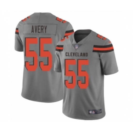 Youth Cleveland Browns 55 Genard Avery Limited Gray Inverted Legend Football Jersey