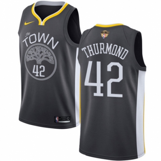 Youth Nike Golden State Warriors 42 Nate Thurmond Swingman Black Alternate 2018 NBA Finals Bound NBA Jersey - Statement Edition