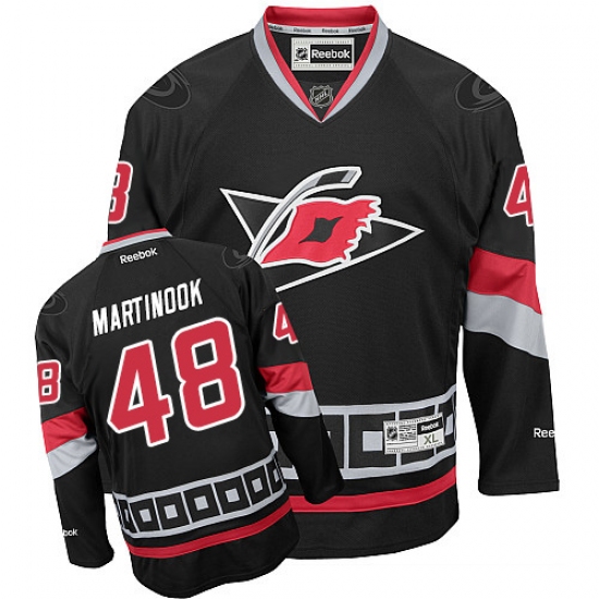 Youth Reebok Carolina Hurricanes 48 Jordan Martinook Authentic Black Third NHL Jersey