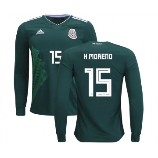 Mexico 15 H.Moreno Home Long Sleeves Kid Soccer Country Jersey