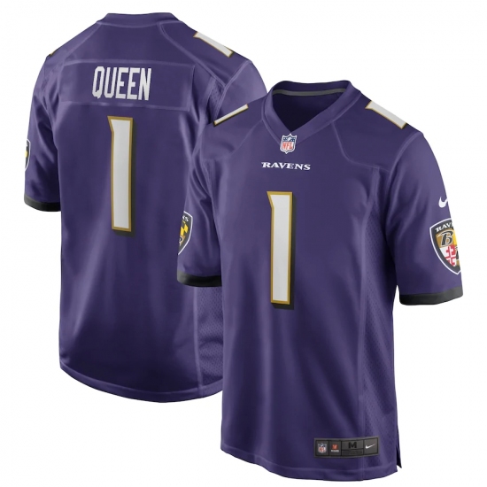 Men's Baltimore Ravens 1 Patrick Queen Nike Purple 2020 NFL Draft First Round Pick Game Jersey.webp