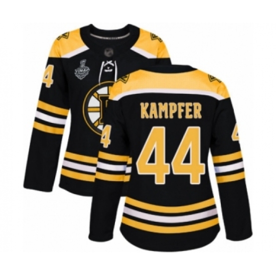 Women's Boston Bruins 44 Steven Kampfer Authentic Black Home 2019 Stanley Cup Final Bound Hockey Jersey