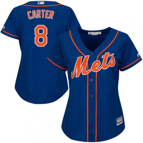 Women's Majestic New York Mets 8 Gary Carter Authentic Royal Blue Alternate Home Cool Base MLB Jersey