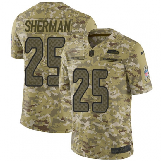 Men's Nike Seattle Seahawks 25 Richard Sherman Limited Camo 2018 Salute to Service NFL Jersey