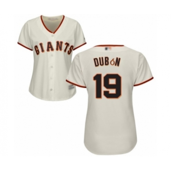 Women's San Francisco Giants 19 Mauricio Dubon Authentic Cream Home Cool Base Baseball Player Jersey