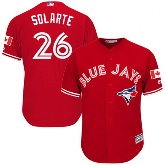 Men's Majestic Toronto Blue Jays 26 Yangervis Solarte Replica Scarlet Alternate Cool Base MLB Jersey