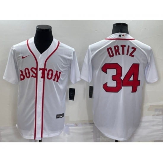 Men's Boston Red Sox 34 David Ortiz White Stitched MLB Cool Base Nike Jersey