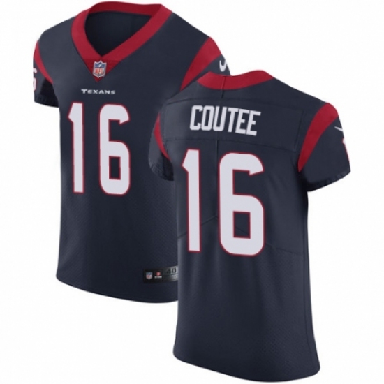 Men's Nike Houston Texans 16 Keke Coutee Navy Blue Team Color Vapor Untouchable Elite Player NFL Jersey