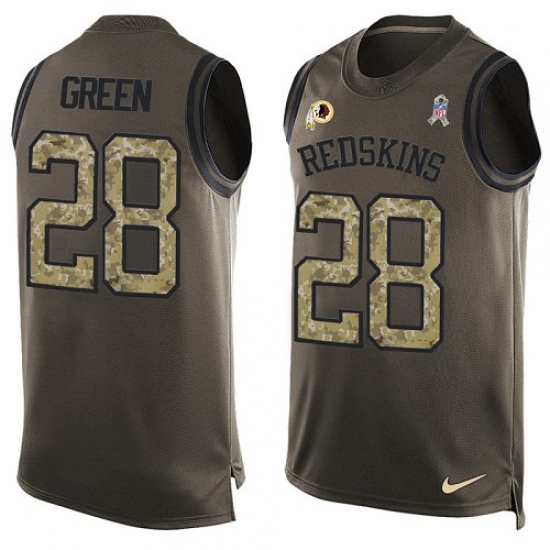 Men's Nike Washington Redskins 28 Darrell Green Limited Green Salute to Service Tank Top NFL Jersey