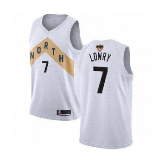 Men's Toronto Raptors 7 Kyle Lowry Swingman White 2019 Basketball Finals Bound Jersey - City Edition