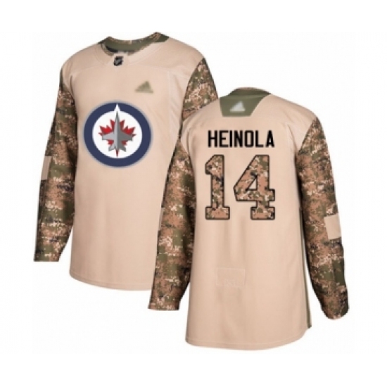 Youth Winnipeg Jets 14 Ville Heinola Authentic Camo Veterans Day Practice Hockey Jersey