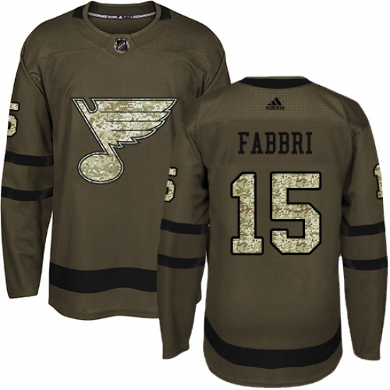 Youth Adidas St. Louis Blues 15 Robby Fabbri Premier Green Salute to Service NHL Jersey