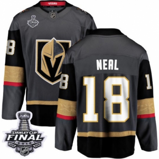 Men's Vegas Golden Knights 18 James Neal Authentic Black Home Fanatics Branded Breakaway 2018 Stanley Cup Final NHL Jersey