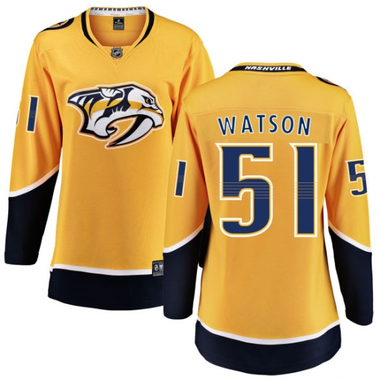 Women's Nashville Predators 51 Austin Watson Fanatics Branded Gold Home Breakaway NHL Jersey