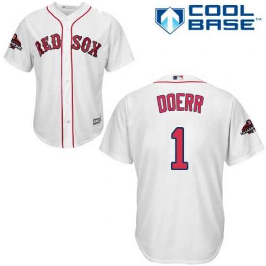 Youth Majestic Boston Red Sox 1 Bobby Doerr Authentic White Home Cool Base 2018 World Series Champions MLB Jersey