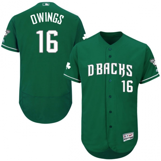 Men's Majestic Arizona Diamondbacks 16 Chris Owings Green Celtic Flexbase Authentic Collection MLB Jersey