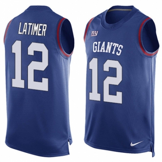 Men's Nike New York Giants 12 Cody Latimer Limited Royal Blue Player Name & Number Tank Top NFL Jersey