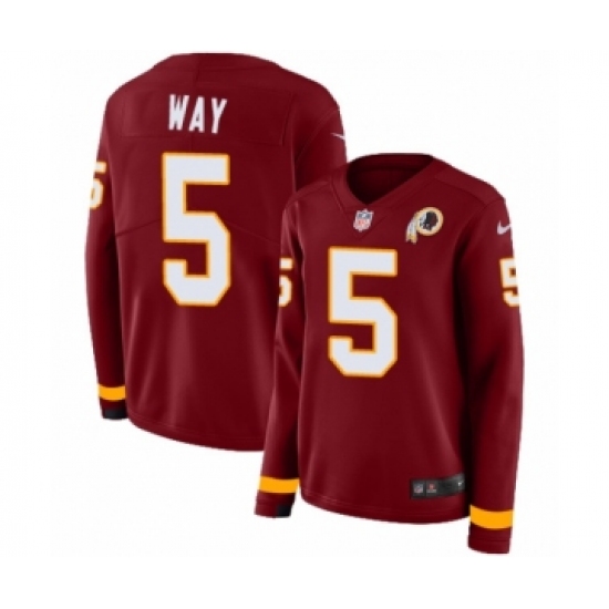 Women's Nike Washington Redskins 5 Tress Way Limited Burgundy Therma Long Sleeve NFL Jersey