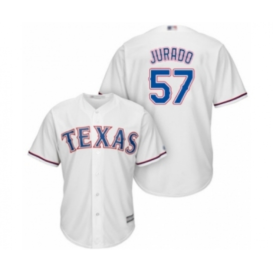 Youth Texas Rangers 57 Ariel Jurado Authentic White Home Cool Base Baseball Player Jersey