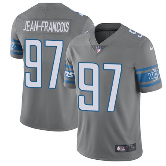 Men's Nike Detroit Lions 97 Ricky Jean Francois Limited Steel Rush Vapor Untouchable NFL Jersey