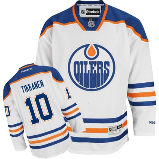 Men's Reebok Edmonton Oilers 10 Esa Tikkanen Authentic White Away NHL Jersey