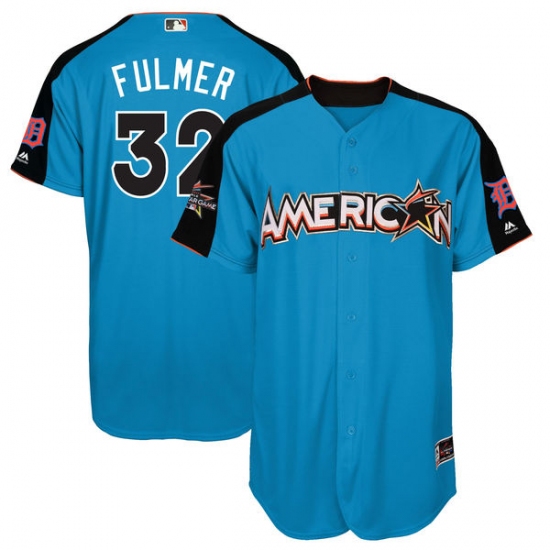 Men's Majestic Detroit Tigers 32 Michael Fulmer Authentic Blue American League 2017 MLB All-Star MLB Jersey